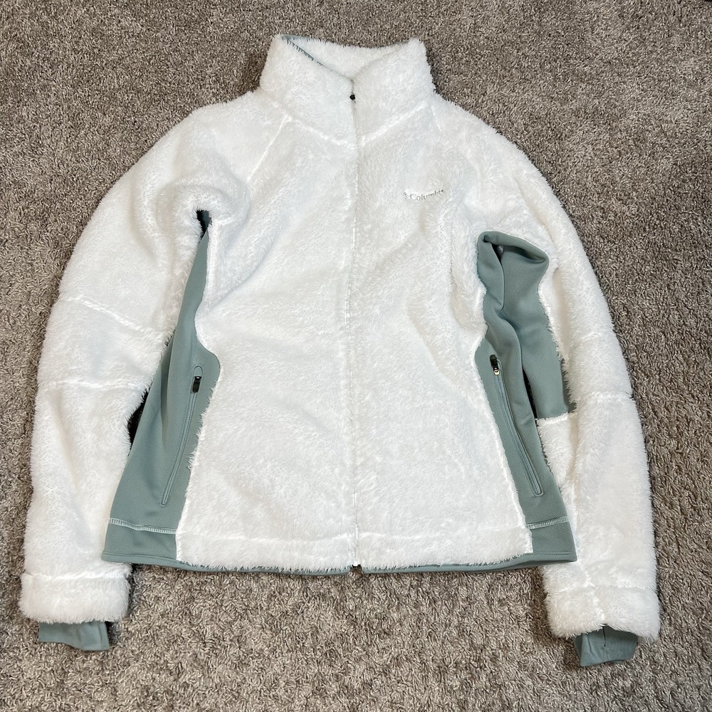 Columbia Pearl Plush Fleece Jacket Women's XL White Full Zip Cozy Pockets